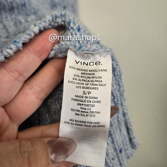 Vince Boxy High Neck Nep Merino Wool Blend Sweater - Picture 7 of 7